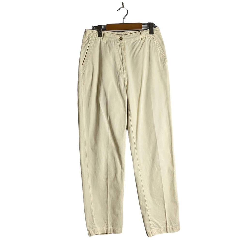 L.L. Bean Women's Cream Canvas Straight Leg Chino Pants